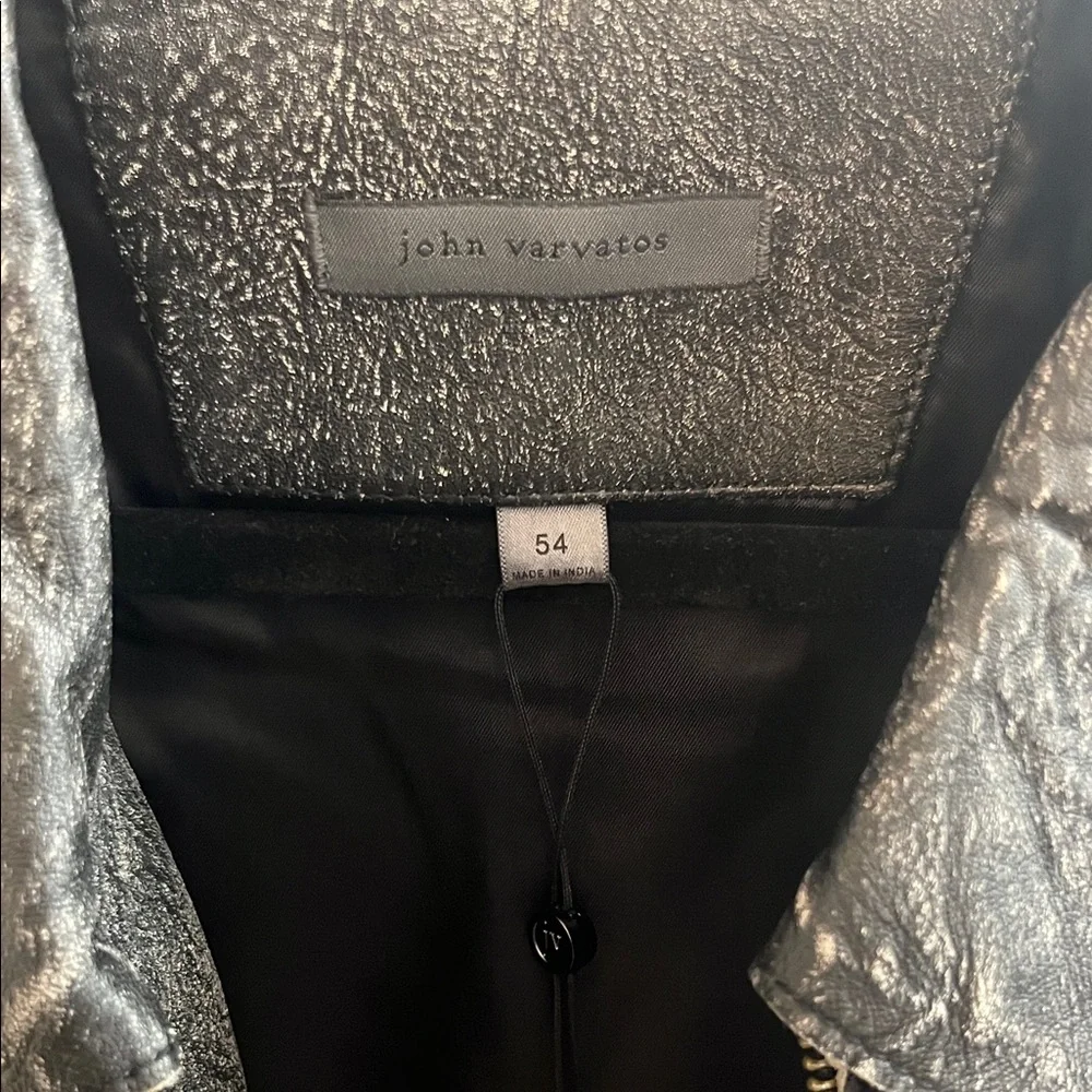 John Varvatos Distressed Gray Leather Asher Jacket - Picture 3 of 10